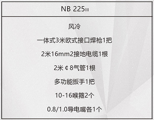 壹号娱乐NB 225???气保焊机标配附件